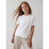 LCW Kids Ekru Çiçek Aplikeli Kız Çocuk Tişört
