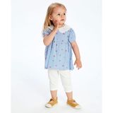 Lcw Kids Ekru Çiçekli Fırfırlı Kız Çocuk Bluz ve Tayt 2'li