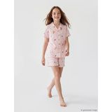 Lcw Kids Ekru Gömlek Yaka Desenli Kız Çocuk Şortlu Pijama Takımı