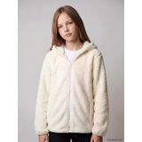 Lcw Kids Ekru Kapüşonlu Kız Çocuk Pelüş Fermuarlı Sweatshirt