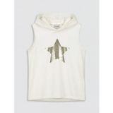 Lcw Kids Ekru Kapüşonlu Yıldız Baskılı Kız Çocuk Sweatshirt