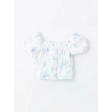 Lcw Kids Ekru Kare Yaka Çiçekli Kız Çocuk Crop Bluz