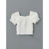Lcw Kids Ekru Kare Yaka Kız Çocuk Crop Bluz
