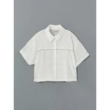 Lcw Kids Ekru Kısa Kollu Kız Çocuk Crop Gömlek