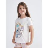 Lcw Kids Ekru Lilo & Stitch Baskılı Kız Çocuk Şortlu Pijama Takımı