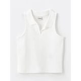 Lcw Kids Ekru Polo Yaka Kız Çocuk Crop Atlet