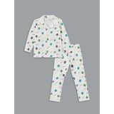 Lcw Kids Ekru Resort Yaka Erkek Çocuk Pijama Takım - Ecru Printed - 4 - 5 Yaş