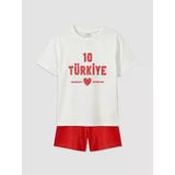 Lcw Kids Ekru Türkiye Baskılı Kız Çocuk Şortlu Pijama Takımı