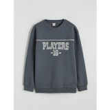 LCW Kids Gri Baskılı Erkek Çocuk Kalın Sweatshirt