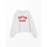 Lcw Kids Gri Bisiklet Yaka Baskılı Kız Çocuk Sweatshirt