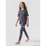 Lcw Kids Gri Bisiklet Yaka Desenli Kız Çocuk Pijama Takım
