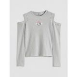 Lcw Kids Gri Bisiklet Yaka Hello Kitty Nakışlı Kız Çocuk Sweatshirt