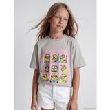 Lcw Kids Gri Bisiklet Yaka Minions Baskılı Kız Çocuk Tişört