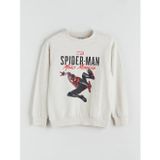 LCW Kids Gri Bisiklet Yaka Spider-man Baskılı Erkek Çocuk Sweatshirt