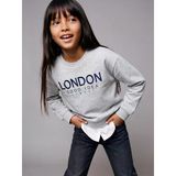 Lcw Kids Gri London Baskılı Kız Çocuk Kalın Sweatshirt