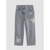 Lcw Kids Gri Standart Kalıp Kelebek Nakışlı Kız Çocuk Jean Pantolon