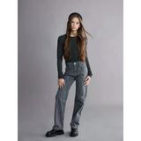 Lcw Kids Gri Straight Fit Taşlı Kız Çocuk Jean Pantolon