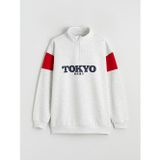 LCW Kids Gri Tokyo Baskılı Erkek Çocuk Kalın Sweatshirt
