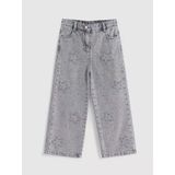Lcw Kids Gri Wideleg Taşlı Kız Çocuk Jean Pantolon