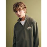 LCW Kids Haki Dik Yaka Erkek Çocuk Sweatshirt