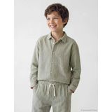 Lcw Kids Haki Erkek Çocuk Çizgili Poplin Gömlek