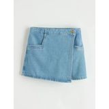 Lcw Kids İndigo Anvelop Kesim Cepli Kız Çocuk Jean Şort Etek