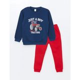 Lcw Kids Indigo Bisiklet Yaka Uzun Kollu Erkek Bebek Sweatshirt ve Eşofman Alt 2'li Takım - İndigo - 3 - 4 Yaş