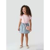 Lcw Kids İndigo Çiçek Nakışlı Beli Lastikli Kız Çocuk Jean Etek