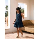 Lcw Kids İndigo Fiyonk Detaylı Kız Çocuk Jean Elbise