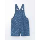 Lcw Kids İndigo Kalp Baskılı Kız Çocuk Jean Salopet