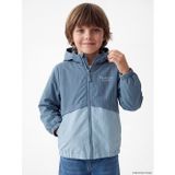 LCW Kids İndigo Kapüşonlu Baskılı Erkek Çocuk Yağmurluk