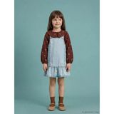 Lcw Kids İndigo Kare Yaka Nakışlı Kız Çocuk Jean Salopet Elbise