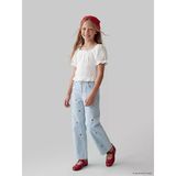 Lcw Kids İndigo Wideleg Çilek Nakışlı Kız Çocuk Jean Pantolon