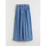 Lcw Kids İndigo Wideleg Pileli Kız Çocuk Jean Pantolon