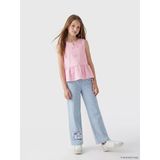 Lcw Kids İndigo Wideleg Stitch Baskılı Kız Çocuk Jean Pantolon