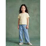 Lcw Kids İndigo Wideleg Yıldız Nakışlı Kız Çocuk Jean Pantolon