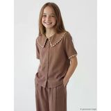 Lcw Kids Kahverengi Bebe Yaka Kısa Kollu Kız Çocuk Gömlek