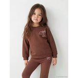 Lcw Kids Kahverengi Fiyonk Baskılı Soft Touch Kız Çocuk Sweatshirt