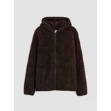 Lcw Kids Kahverengi Kapüşonlu Kız Çocuk Pelüş Fermuarlı Sweatshirt