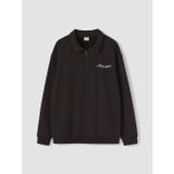 LCW Kids Kahverengi Polo Yaka Nakışlı Erkek Çocuk Kalın Sweatshirt