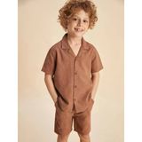 Lcw Kids Kahverengi Resort Yaka Erkek Çocuk Pamuk Karışımlı Gömlek