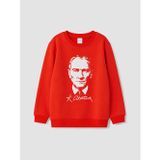 LCW Kids Kırmızı Atatürk Baskılı Erkek Çocuk Sweatshirt