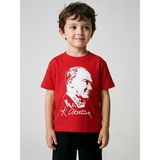 Lcw Kids Kırmızı Bisiklet Yaka Atatürk Baskılı Erkek Çocuk Tişört
