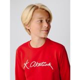 LCW Kids Kırmızı Bisiklet Yaka Atatürk İmza Baskılı Erkek Çocuk Sweatshirt