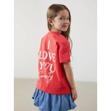 Lcw Kids Kırmızı Bisiklet Yaka Baskılı Kız Çocuk Tişört
