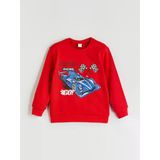 Lcw Kids Kırmızı Bisiklet Yaka Baskılı Uzun Kollu Erkek Çocuk Sweatshirt