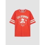 Lcw Kids Kırmızı Bisiklet Yaka California Baskılı Kız Çocuk Tişört