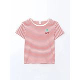 Lcw Kids Kırmızı Bisiklet Yaka Çizgili Kız Çocuk Tişört