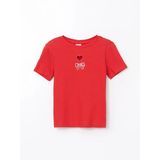 Lcw Kids Kırmızı Bisiklet Yaka Taşlı Kız Çocuk Tişört