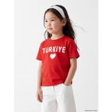 Lcw Kids Kırmızı Bisiklet Yaka Türkiye Baskılı Kız Çocuk Tişört